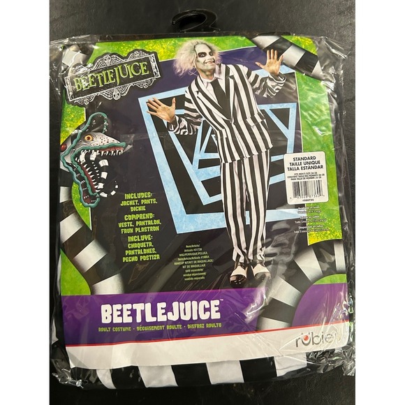 Beetlejuice Rubie's Men's Adult Standard 36-38 Halloween Costume EUC COMPLETE - Picture 3 of 3